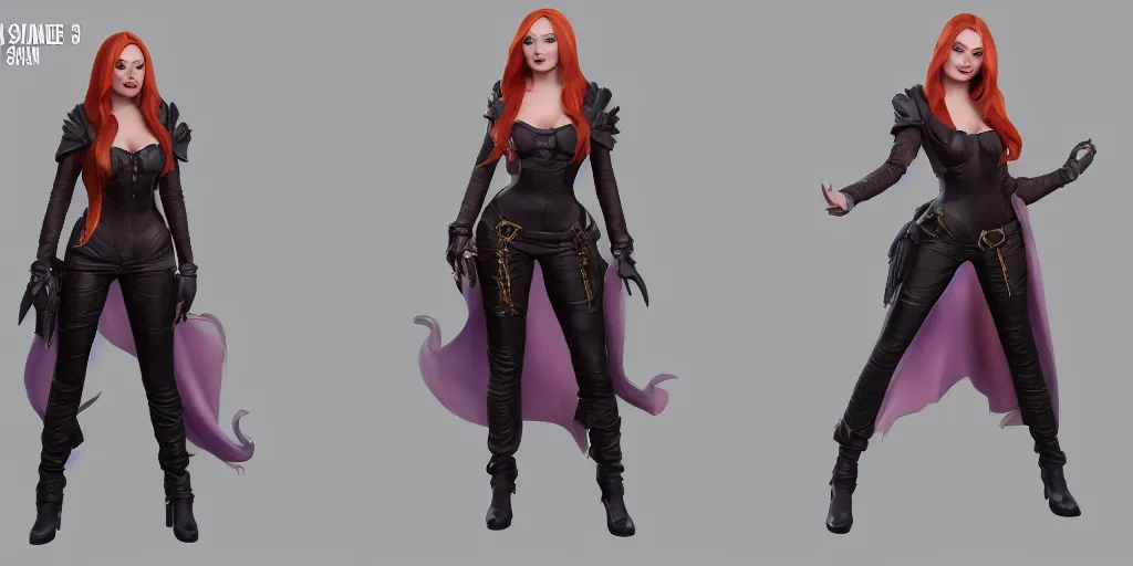 Prompt: character sheet of sophie turner as miss fortune (League of Legends). 3d render, octane render, iRay, ray tracing, realistic, highly detailed, trending on artstation, 4k, cgsociety, unreal engine 5, redshift render, blender cycles, behance, cg