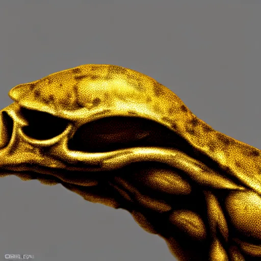 Image similar to golden lizard skull symbol, very detailed, 4 k, by greg rutkowski