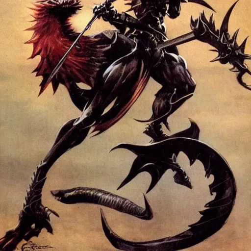 Image similar to Final Fantasy dragoon by Frank Frazetta