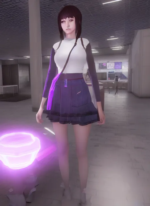 Prompt: ai 3 d girl in metaverse ; unreal engine ; wide angle ; 3 d ; highly detailed