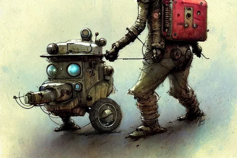 Image similar to adventurer ( ( ( ( ( 1 9 5 0 s retro future robot android rat hero wagon. muted colors. ) ) ) ) ) by jean baptiste monge!!!!!!!!!!!!!!!!!!!!!!!!! chrome red