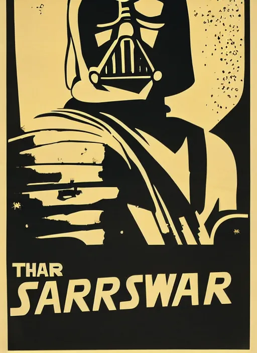 Prompt: a mid - century modern poster, screen printed, textured, paper texture, for star wars by saul bass