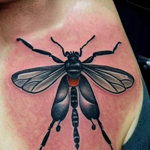 Prompt: hyper realistic insect tattoo,