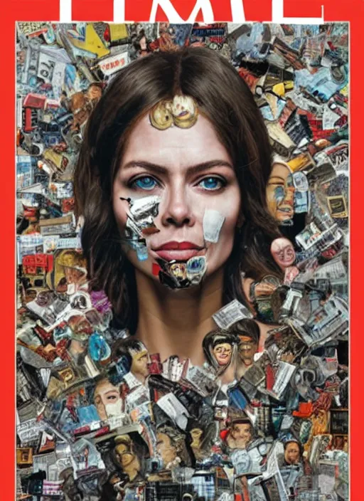 Image similar to TIME magazine cover, the coming AI singularity, by Sandra Chevrier, 4k