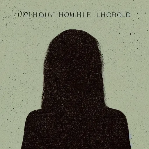 Image similar to a silhouette of a long haired woman, unsettling, album art,