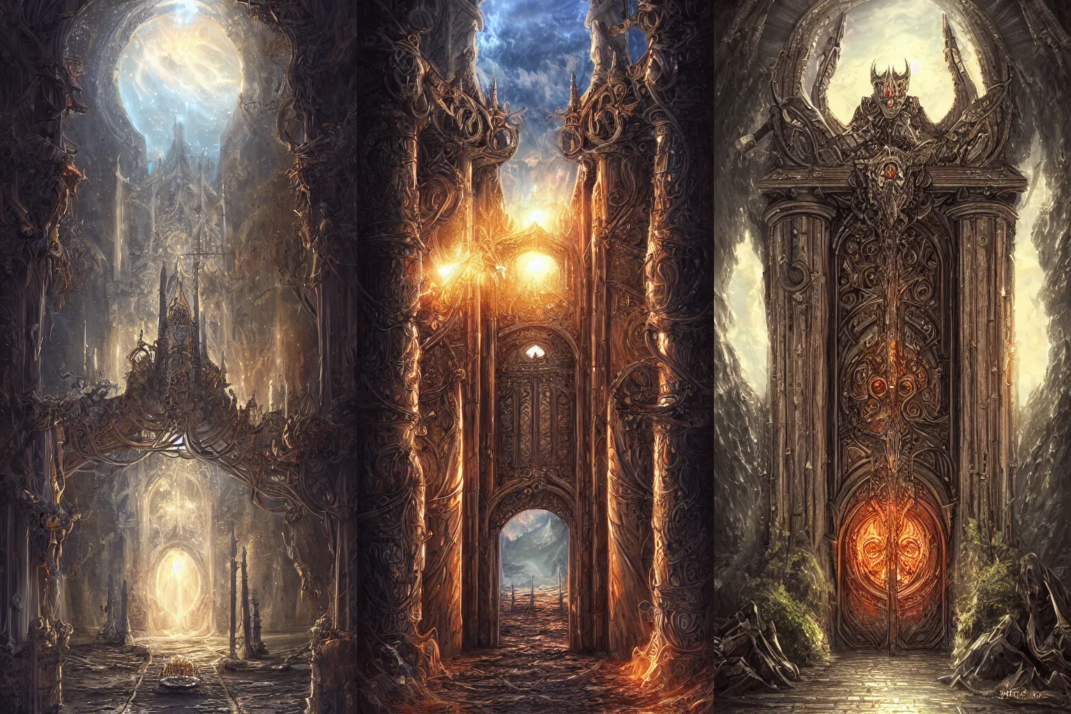 Prompt: the gate to the eternal kingdom of nobility, fantasy, digital art, hd, detailed.
