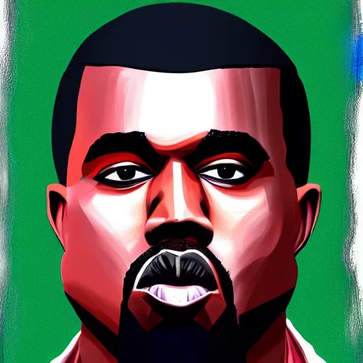 Prompt: vibrant color dark shadows portrait of kanye west trending on artstation digital painting comic nintendo