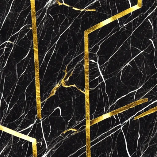 Prompt: gold lines on black marble, texture