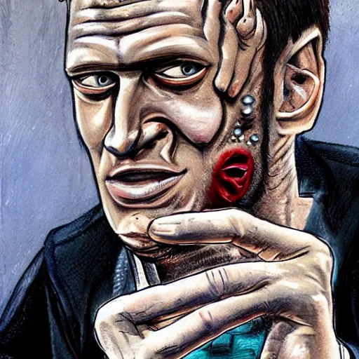 Image similar to navalny became bloody ugly lovecraftian degenerate abomination, photo - realistic, color image, 2 k, highly detailed, bodyhorror, occult art