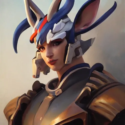 Image similar to greg manchess portrait painting of partially armored sylveon as overwatch character, medium shot, asymmetrical, profile picture, organic painting, sunny day, matte painting, bold shapes, hard edges, street art, trending on artstation, by huang guangjian, gil elvgren, ruan jia, greg rutkowski, gaston bussiere