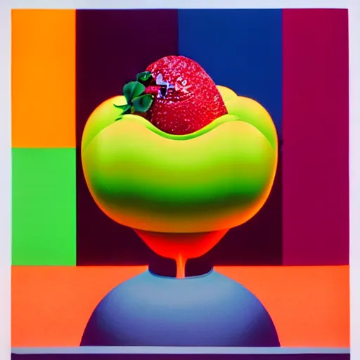 Image similar to fruit by shusei nagaoka, kaws, david rudnick, airbrush on canvas, pastell colours, cell shaded, 8 k