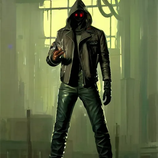 Image similar to greg manchess portrait painting of cthulhu in leather jacket as cyberpunk 2 0 7 7 character, medium shot, asymmetrical, profile picture, organic painting, sunny day, matte painting, bold shapes, hard edges, street art, trending on artstation, by huang guangjian and gil elvgren and sachin teng