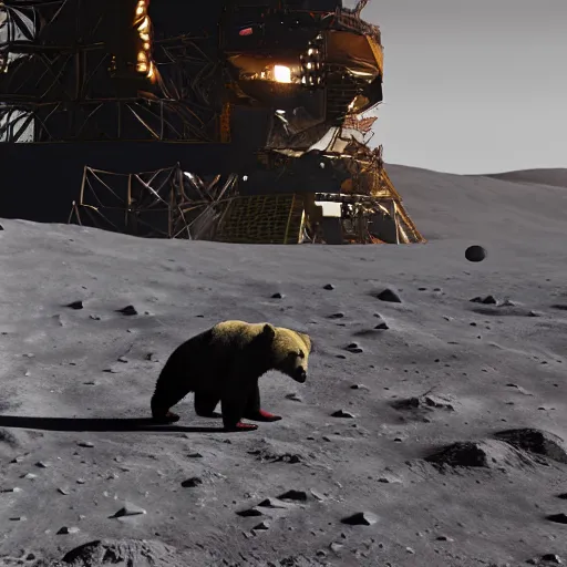 Image similar to a bear on the moon, photorealistic, ultra detailed, 8 k