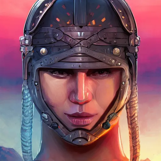 Image similar to cyberpunk viking helmet mask warrior goddess robot ninja fantasy, art gta 5 cover, official fanart behance hd artstation by jesper ejsing, by rhads, makoto shinkai and lois van baarle, ilya kuvshinov, ossdraws