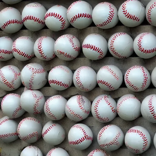 Image similar to wall of baseballs shaped like a tidal wave