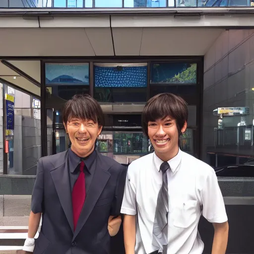 Prompt: photo of the Japanese manzai duo Downtown