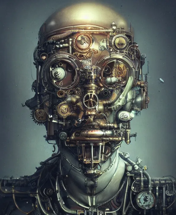 Image similar to a portrait of a steampunk mechanical elon musk, by hr giger and beksinski and stephan martiniere, 4 k resolution, detailed, 3 d render, unreal engine, octane render, trending on artstation