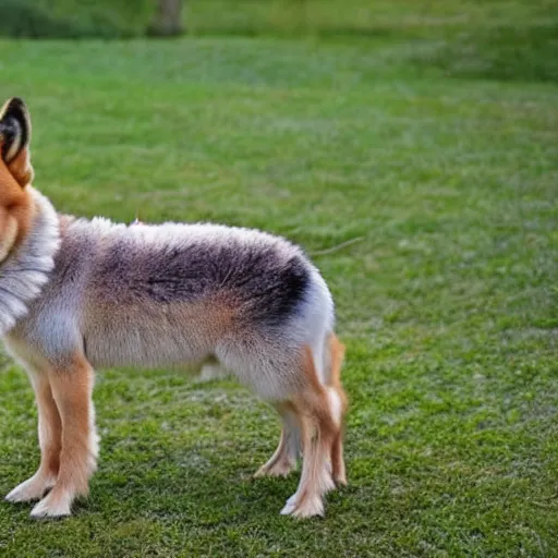 Prompt: a hybrid between a donkey and a shiba inu