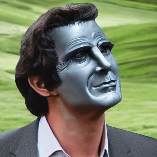 Image similar to Giant head of david copperfield with four wheels