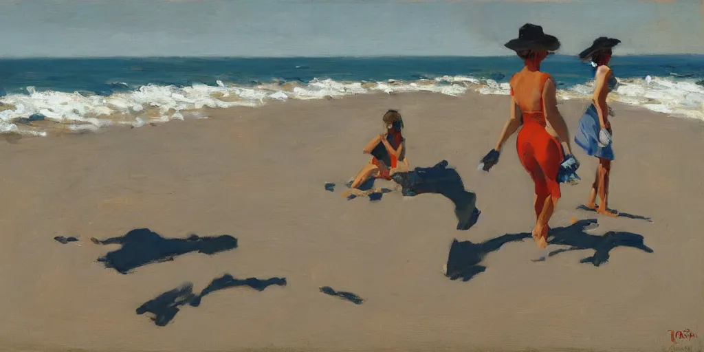 Prompt: on the beach ben aronson 1950