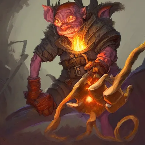 Prompt: a goblin pyromancer, by justin gerard and jesper ejsing, digital art, realistic painting, dnd, character design, trending on artstation