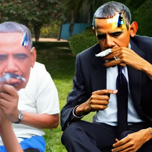 Image similar to obama smoking a joint with sonic the hedgehog