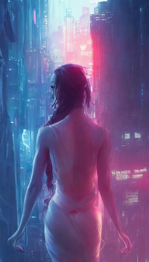 Image similar to altered carbon, jamie chung, neon, dreamy vibe, fibonacci, sweat drops, insane intricate, highly detailed, cinematic, atmospheric. digital painting, artstation, concept art, smooth, sharp focus, illustration, unreal engine 5, 8 k, art by artgerm and greg rutkowski and alphonse mucha, laura sava, laura palmer