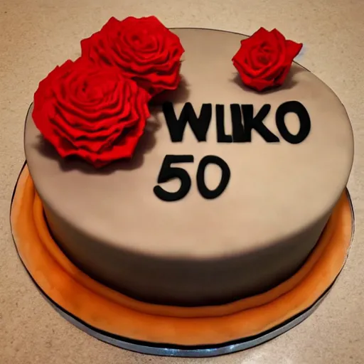 Image similar to cake with 5 0 k written on it, 8 k