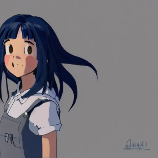 Prompt: a wholesome animation key shot of a girl with long dark blue hair and a fluffy black and white tail, medium shot, studio ghibli, pixar and disney animation, sharp, rendered in unreal engine 5, anime key art by greg rutkowski, bloom, dramatic lighting