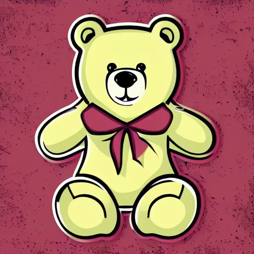 Image similar to Blood thirsty teddy bear from a horror movie, sticker, highly detailed, colorful, illustration, drama, smooth and clean vector curves, no jagged lines, vector art, smooth