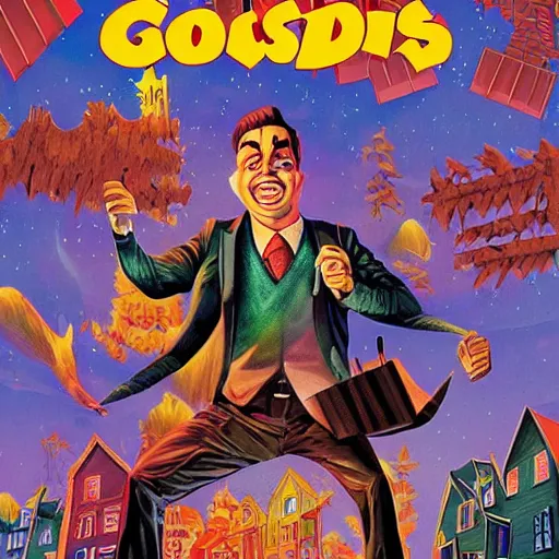 Image similar to goosebumps book cover, tim jacobus art, a mean mailman