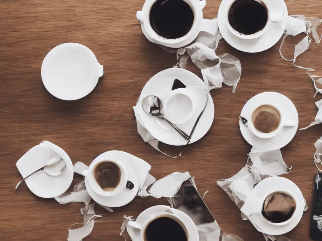 Image similar to coffee cups and smartphones on table