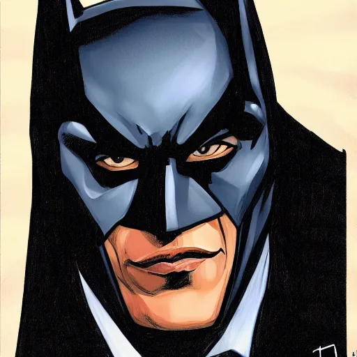 Prompt: Obama as Batman, sketched by Rafael Albuquerque