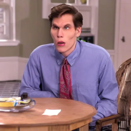 Image similar to Live Action Still of Jerma in Weekend at Bernie's, real life, hyperrealistic, ultra realistic, realistic, highly detailed, epic, HD quality, 8k resolution, body and headshot, film still