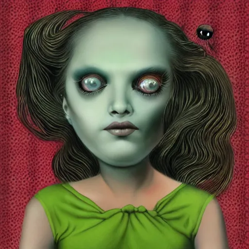 Image similar to surreal spider headed girl in the style of Mark Ryden