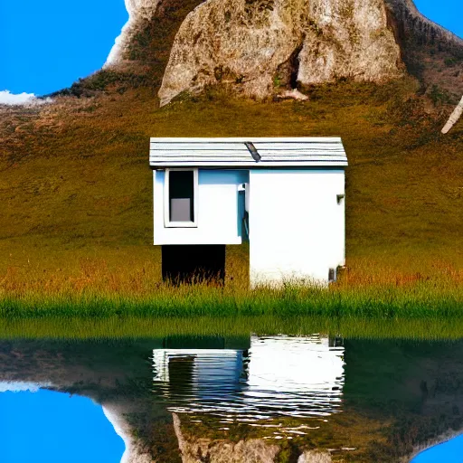 Prompt: small house floating in the sky