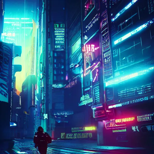 Image similar to professional photo of astronaut on cyberpunk street, synthwave, blade runner 2 0 4 9, hyperrealistic masterpiece, trending on artstation, cgsociety, kodakchrome, golden ratio, cinematic, composition, beautiful lighting, hyper detailed, sharp focus, octane render, 4 k, unreal engine