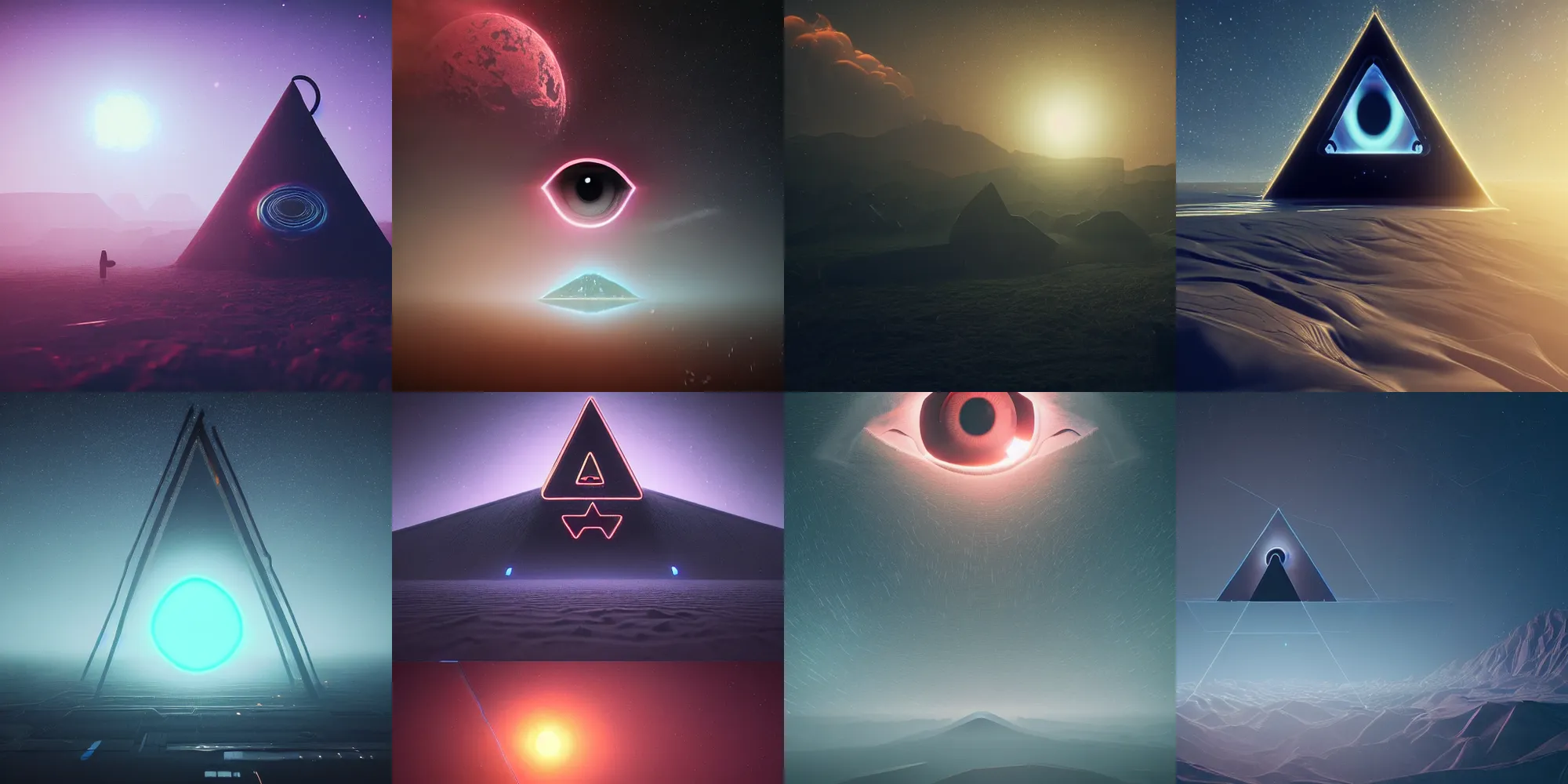 Prompt: beautiful dark landscape, all seeing eye, in the style of beeple and Mike Winkelmann, photo real, ultra realistic, intricate, epic lighting, 8k resolution, unreal engine 5,