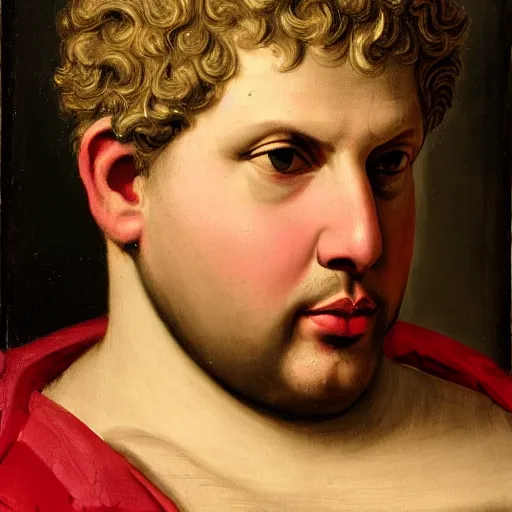 Image similar to A 17th century Baroque Painting of Emperor Nero, portrait of Emperor Nero, grainy, realistic, very realistic, hyperrealistic, highly detailed, very detailed, extremely detailed, very neat, very epic, very cool, detailed, trending on artstation