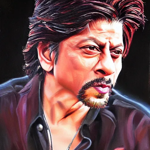 Prompt: shahrukh khan oil painting, 8k