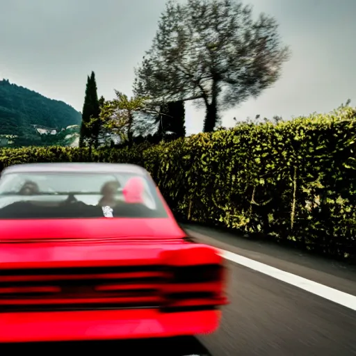 Image similar to bosozoku car speeding in the Italian countryside