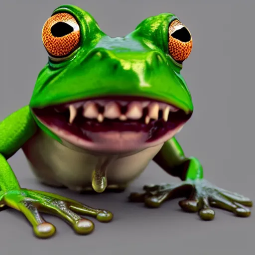 Image similar to a high quality photo of an antropomorphic frog wearing a suit, 3d scene, render, ultra realistic, artstation, cgsociety