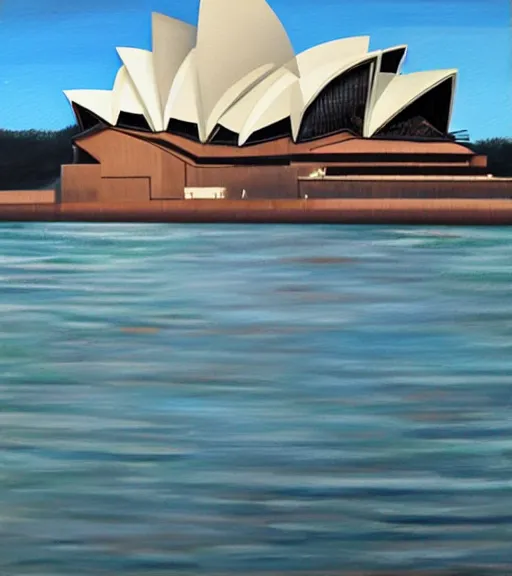 Image similar to the sydney opera house in guadalajara, oil painting