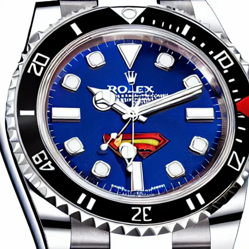 Image similar to superman - themed rolex watch, photo, magazine ad, beautiful, expensive