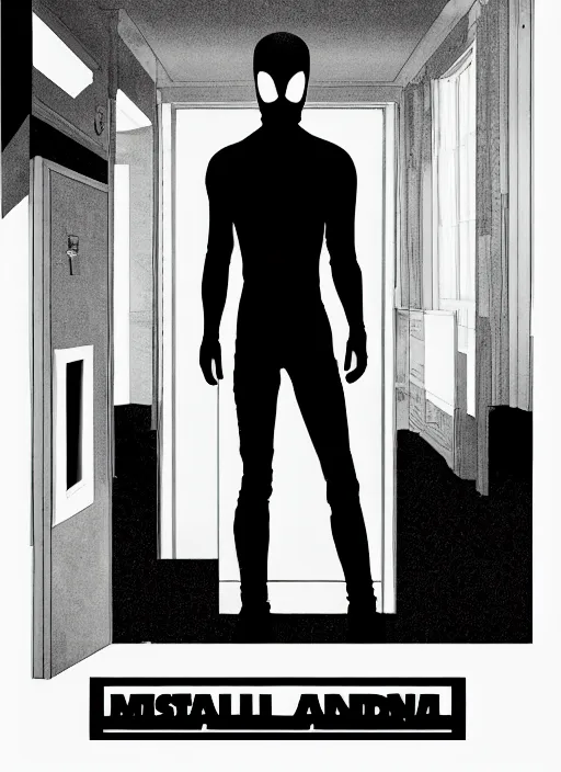 Image similar to aesthetic digital illustration of a solitary mischievous young man standing in an empty white room by brian bolland, rachel birkett, alex ross, and neal adams | sinister, dangerous, character concept, concept art, unreal engine, finalrender, centered, deviantart, artgerm