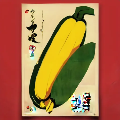 Prompt: propaganda poster of an abstract high resolution map of a banana Ukiyo-e style, HD