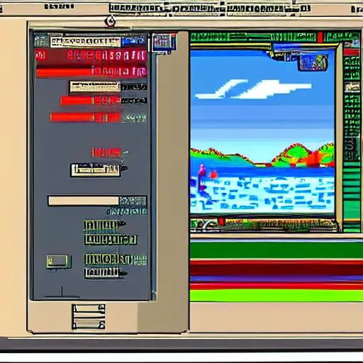 Prompt: amiga computer running deluxe paint iv