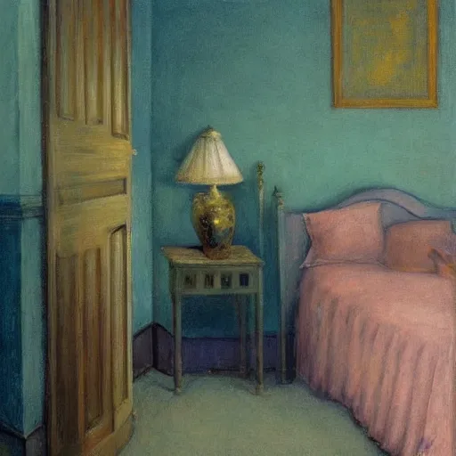 Image similar to haunted room of ivory and gold filigree, film still by edward hopper, by Bosch, by klimt, art noveau, highly detailed, strong lights, liminal, eerie, Bright pastel colors