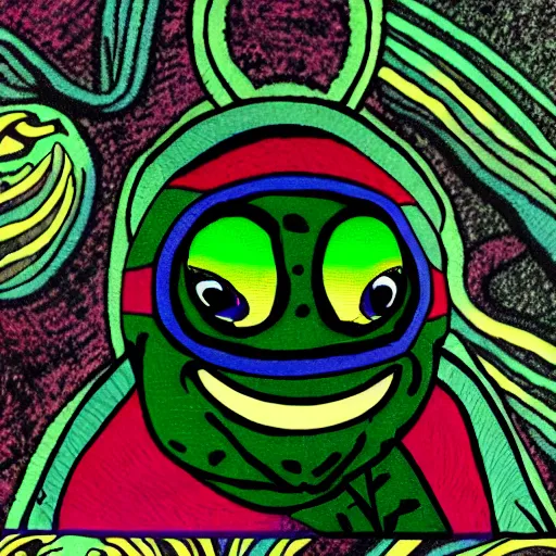 Prompt: psychedelic ninja turtle