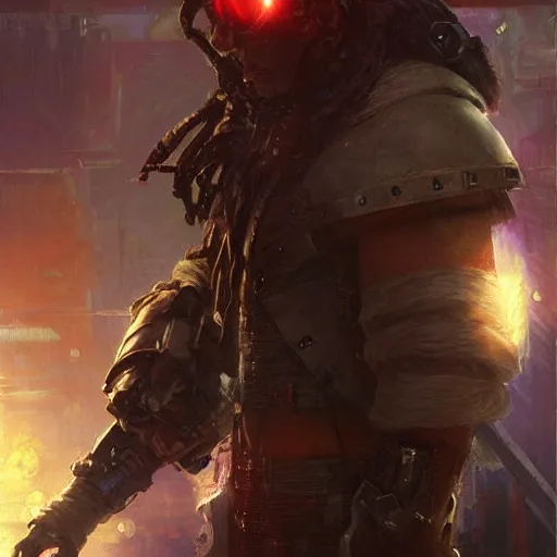 Prompt: a futuristic cyberpunk pirate with a glowing red eyepatch, upper body, sharp details, dystopian mood, sci-fi character portrait by gaston bussiere, craig mullins